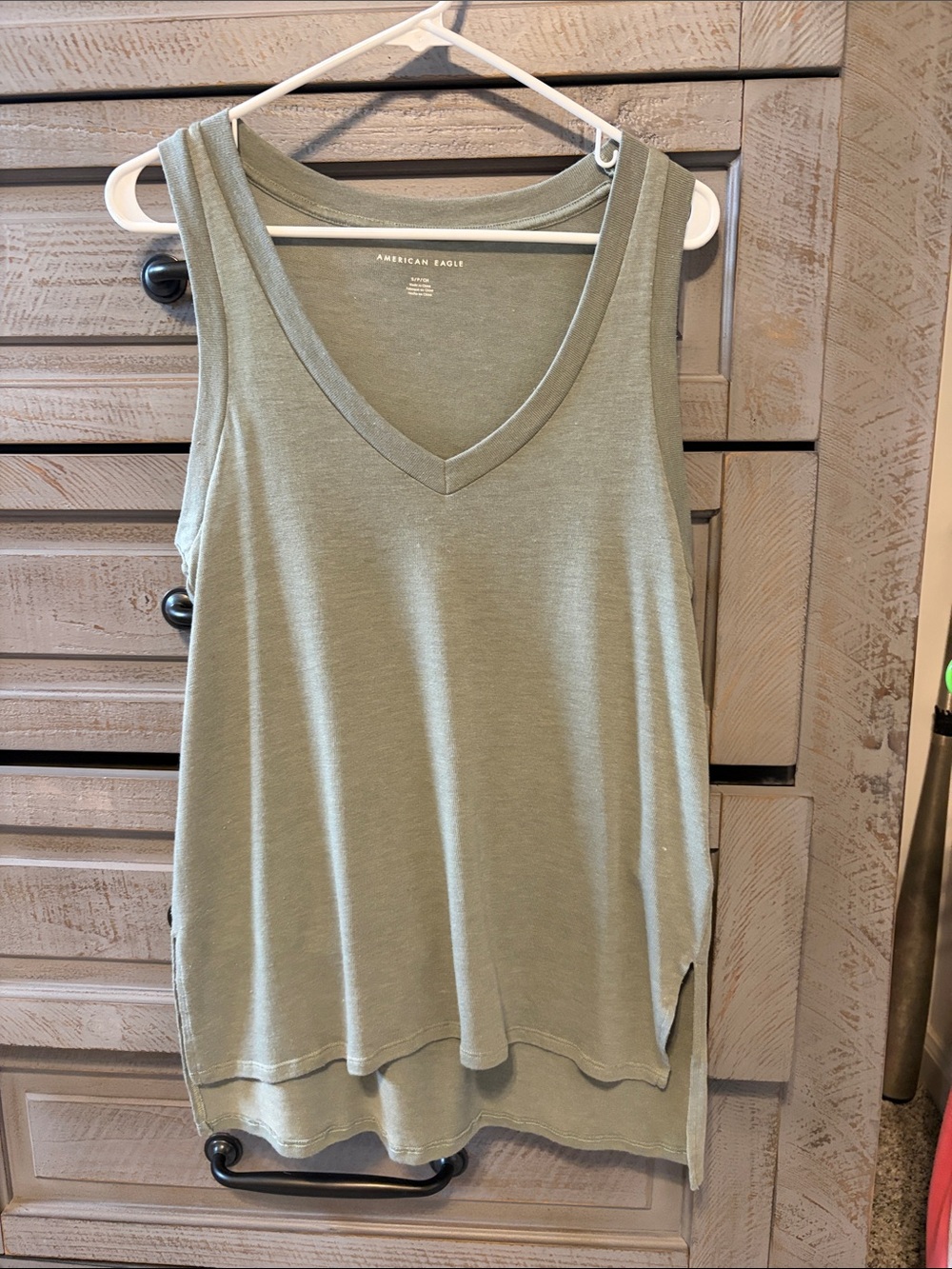 American Eagle Outfitters Olive Green V-Neck Scoop Tank